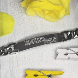 Стальной мужской браслет с гравировкой на заказ