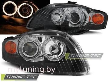 Передние фары Audi A4 B7 angel eyes black