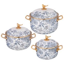 НАБОР КАСТРЮЛЬ LEFARD ЭМАЛИРОВАННЫХ СЕРИЯ ROYAL GARDEN, 6ПР. 2,1Л, 2,8Л И 3,8Л