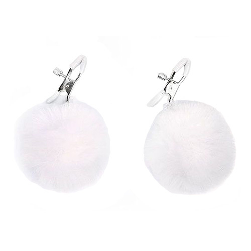 Зажимы для сосков с белым пушком Bior Toys Notabu NTB-80604