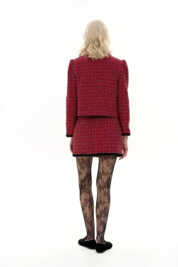 Юбка-мини с накладными карманами красная