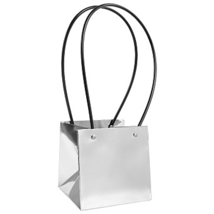 Пакет для цветов, Мастхэв, Серебро, Металлик, 13*12*11 см, 1 шт.