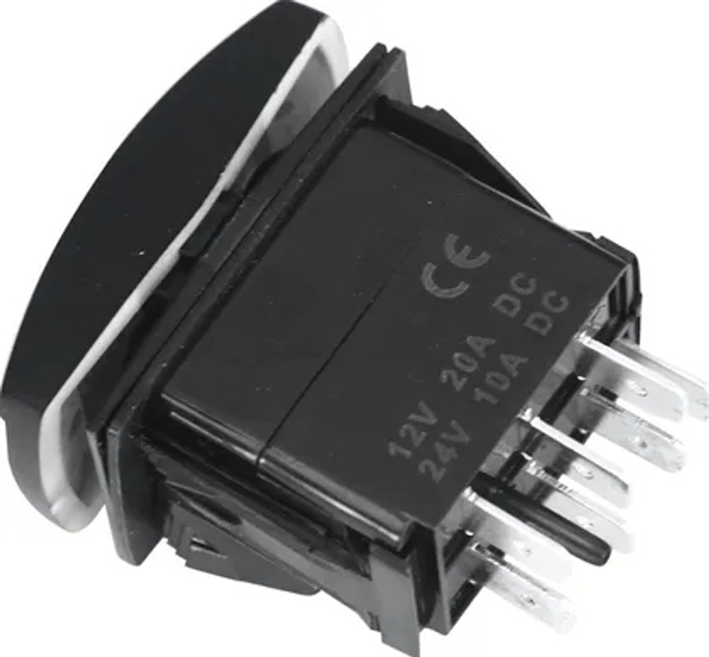 Переключатель РИФ ВКЛ/ВЫКЛ/ВКЛ, белая подсветка, ДВЕ ЛИНИИ