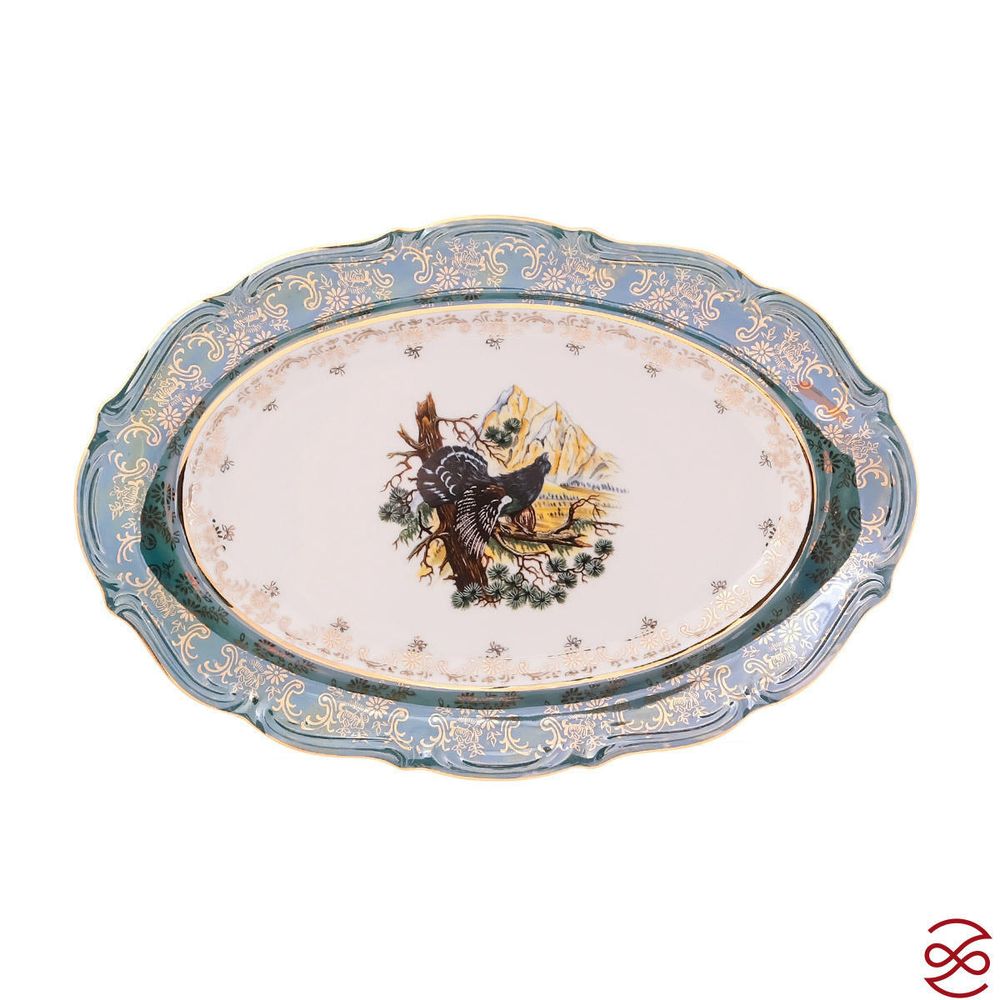 Блюдо овальное Repast Охота зеленая Мария-тереза 33 см