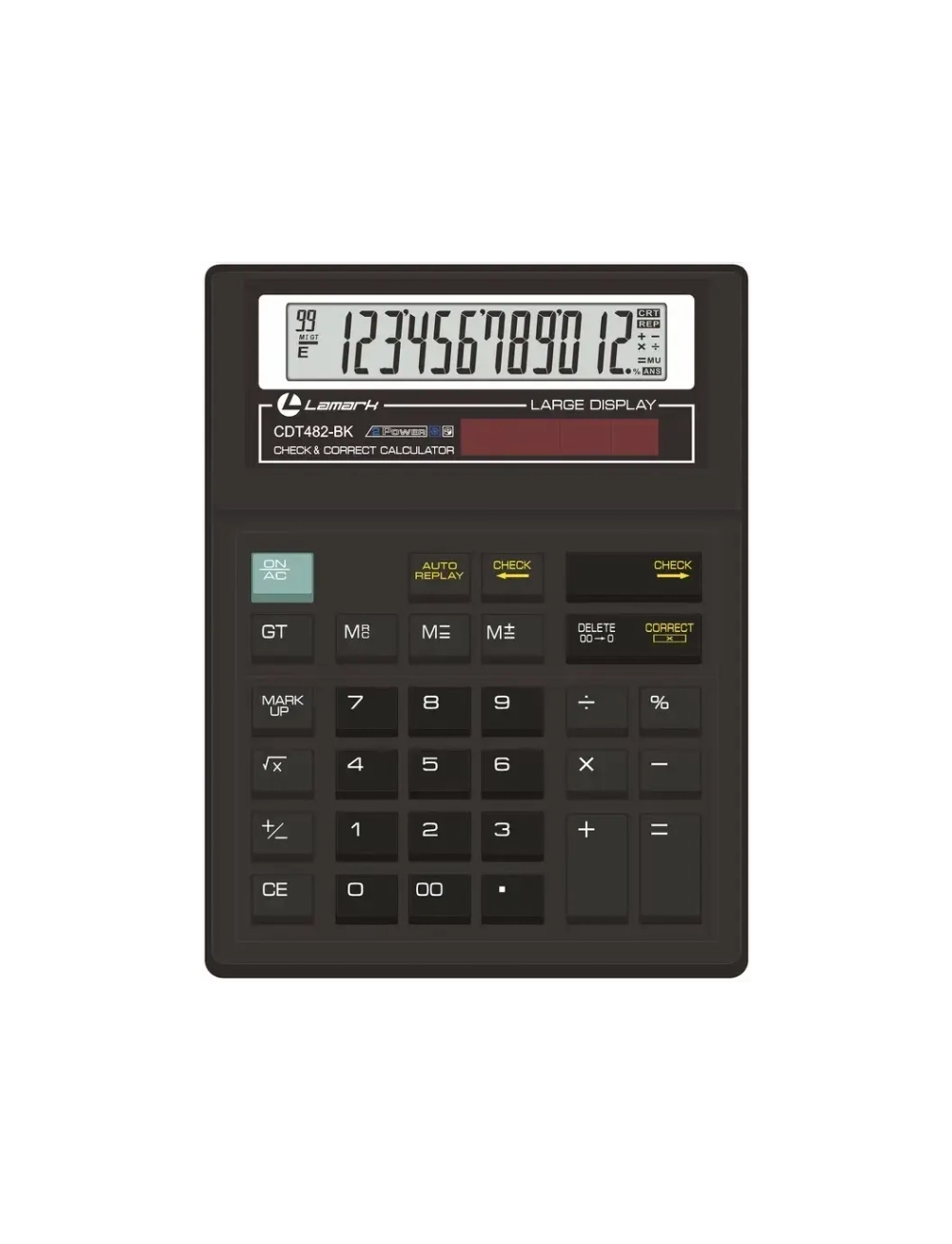 Калькулятор LAMARK 12 раз. бухгалтерский, 186х142х30мм, черный CDT482-BK