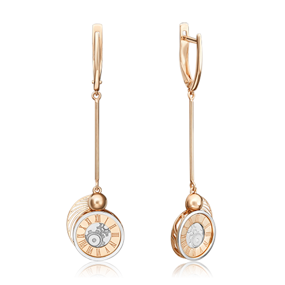 Серьги «Импульс» с английским замком из комбинированного золота