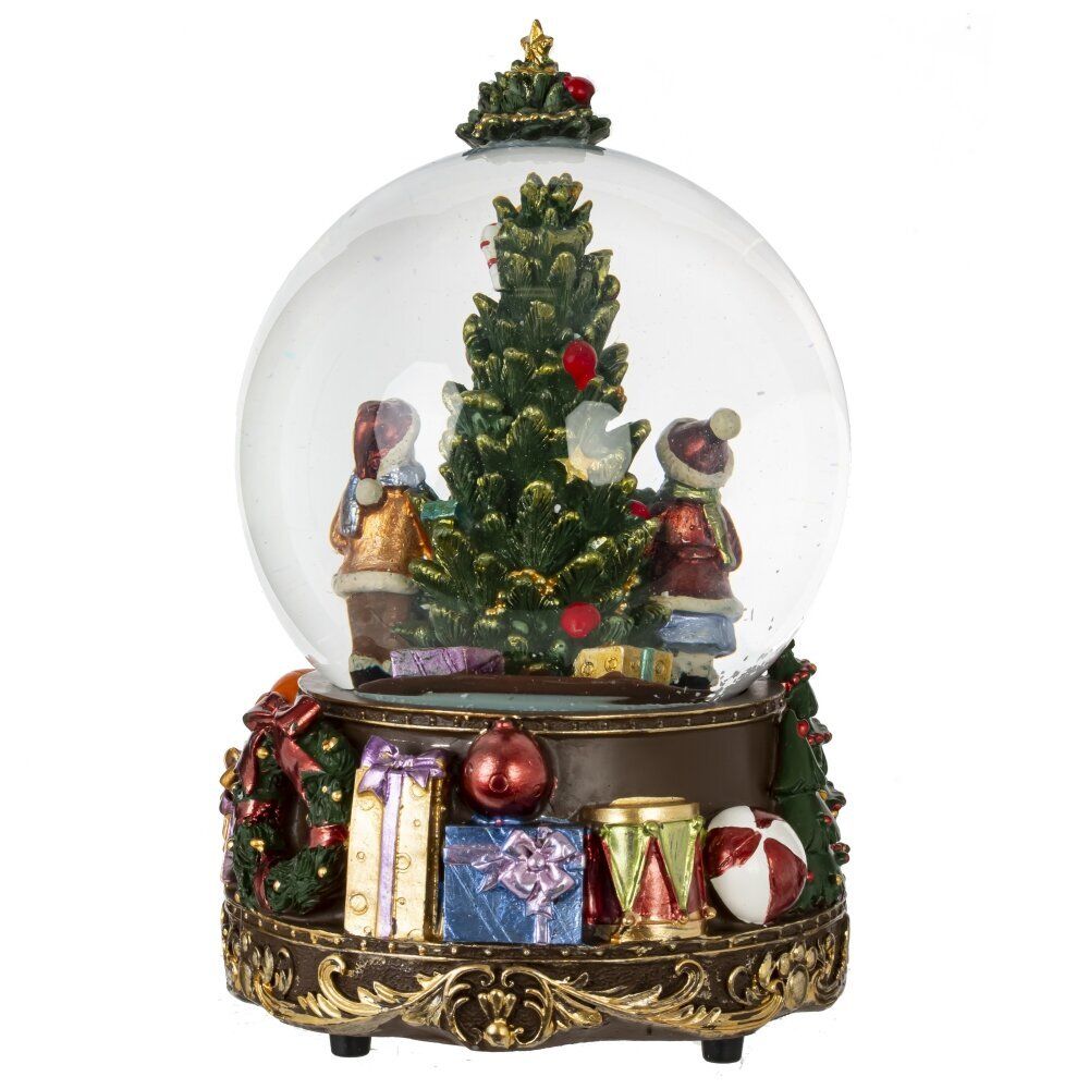 GAEM Фигурка декор в стекл шаре "Елка" (муз с ключ), D 9.5 см, L10,5 W10,5 H16 см