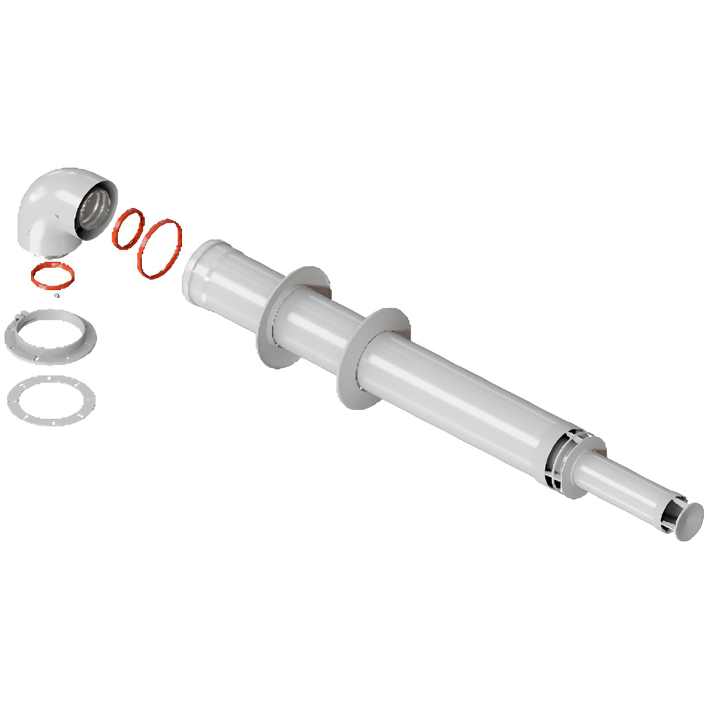 ROMMER Комплект дымохода АНТИЛЕД 60/100 - 1000мм (Bosch, Buderus, Navien S/C/E, Baxi ECO Nova/Classic, Baltur, Fondital) в комплекте фланец