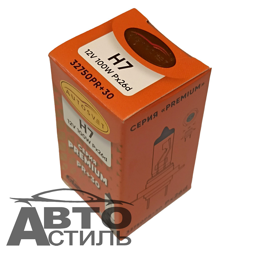 Автолампа H7 12V100W Автосвет +30% PREMIUM шт 32750PR+30