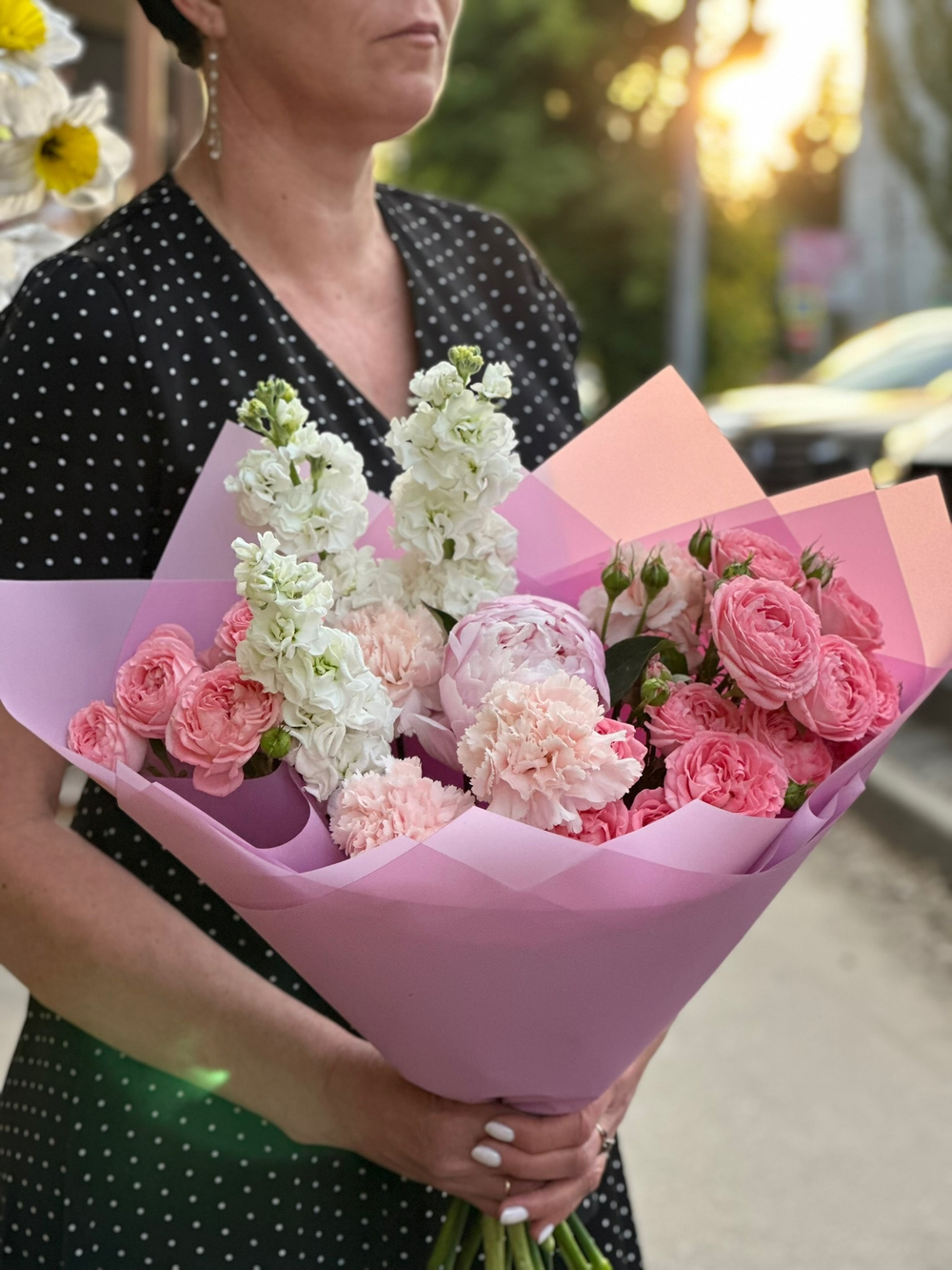 Букет с пионом «Розовый вечер»