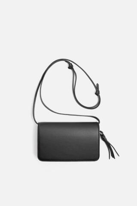 ZARA ОДНОТОННАЯ СУМКА ЧЕРЕЗ ПЛЕЧО, ЧЕРНЫЙ