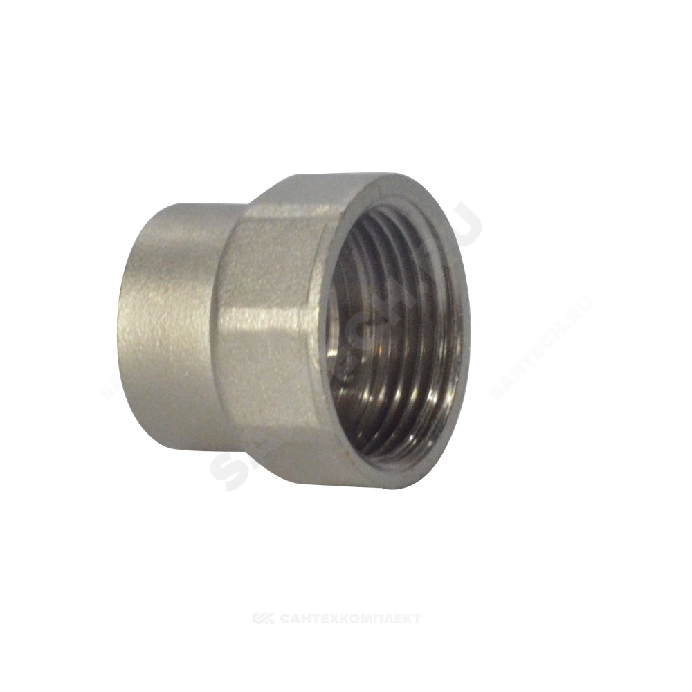 Муфта латунь никель переходная Ду 32х15 (1 1/4"х1/2") ВР/ВР RTP (РосТурПласт) 25174