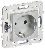 SKANDY Розетка с заземлением с защитными шторками 16А безвинтовое крепление SK-R06S серебряный IEK