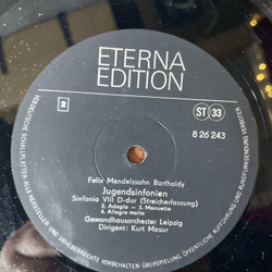 Винтажная виниловая пластинка LP Mendelssohn Мендельсон, Gewandhausorchester Leipzig, Kurt Masur, Jugendsinfonien (Sinfonia VII D-moll / Sinfonia VIII D-dur) (ГДР 1972)
