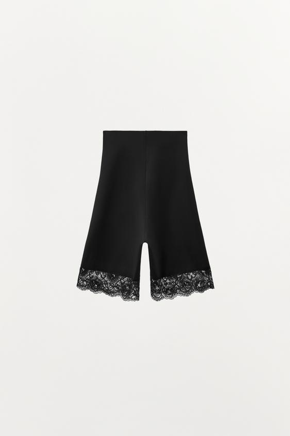 ZARA ШОРТЫ ИЗ СМЕСОВОГО ПОЛИАМИДА С КРУЖЕВОМ, ЧЕРНЫЙ