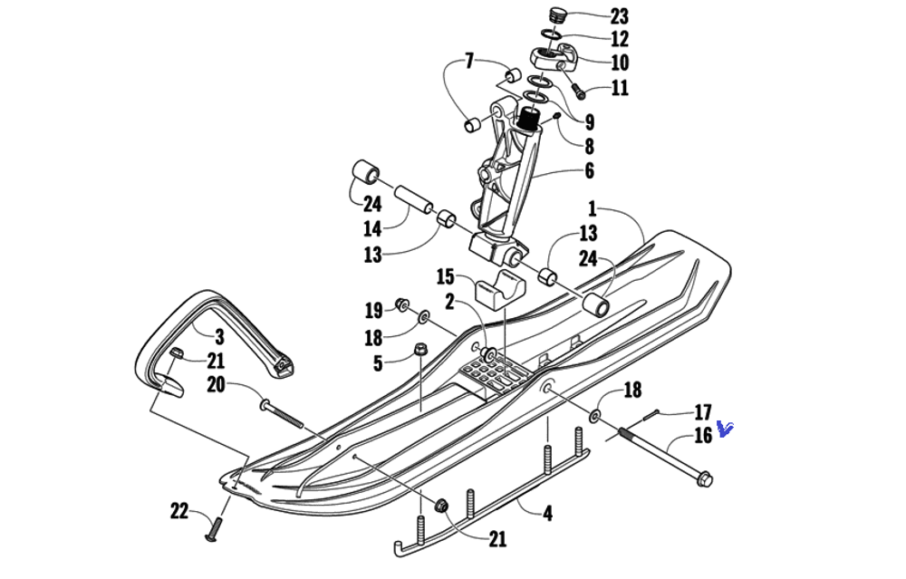 Болт фиксации лыжи для снегоходов 1623-718