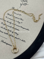 Колье-основа золотистое с карабином-кольцом и стразами