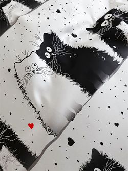 Постельное белье сатин Milky Garden "Tomcat" 2-спальное Наволочка 50х70 см 2 шт Простынь 240x215 см Пододеяльник 175x215 см