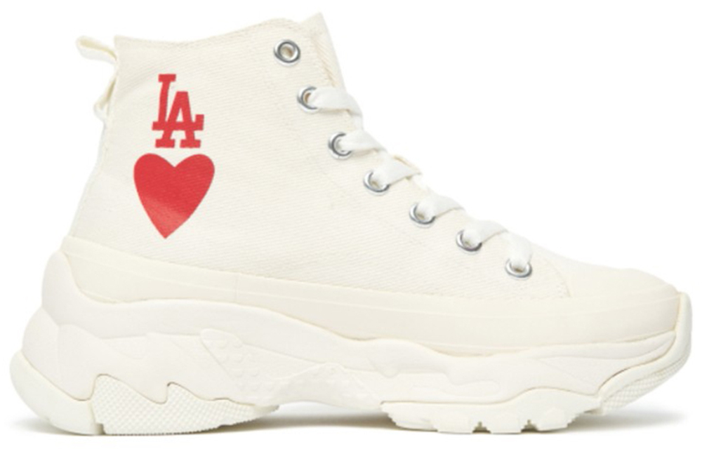 MLB Chunky High Slip Resistant, Abrasion Resistant, Breathable High top Canvas Shoes Unisex White Red