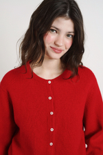 Кардиган из кашемира с мериносом красного цвета