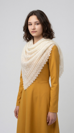 Оренбургский пуховый платок П2-100-01 белый отбеленный