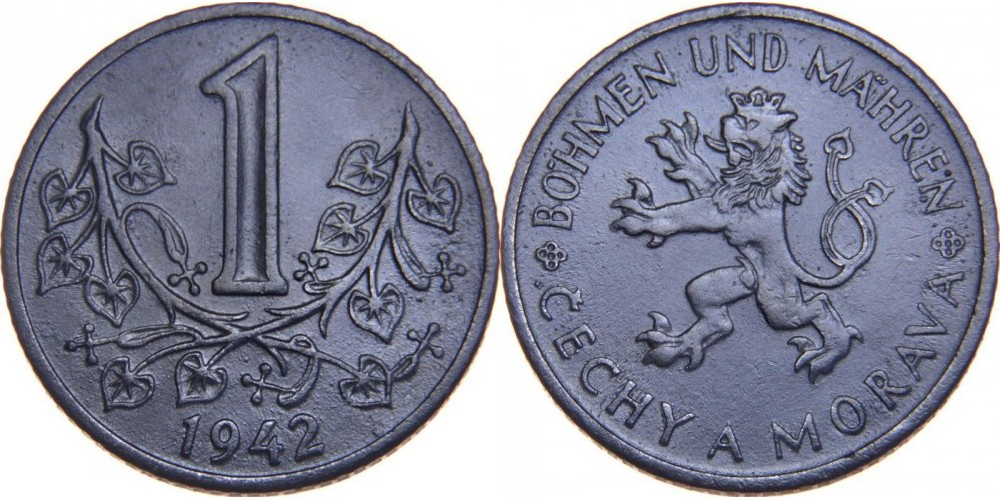 Богемия и Моравия 1 крона, 1941 - 1944 Лев XF