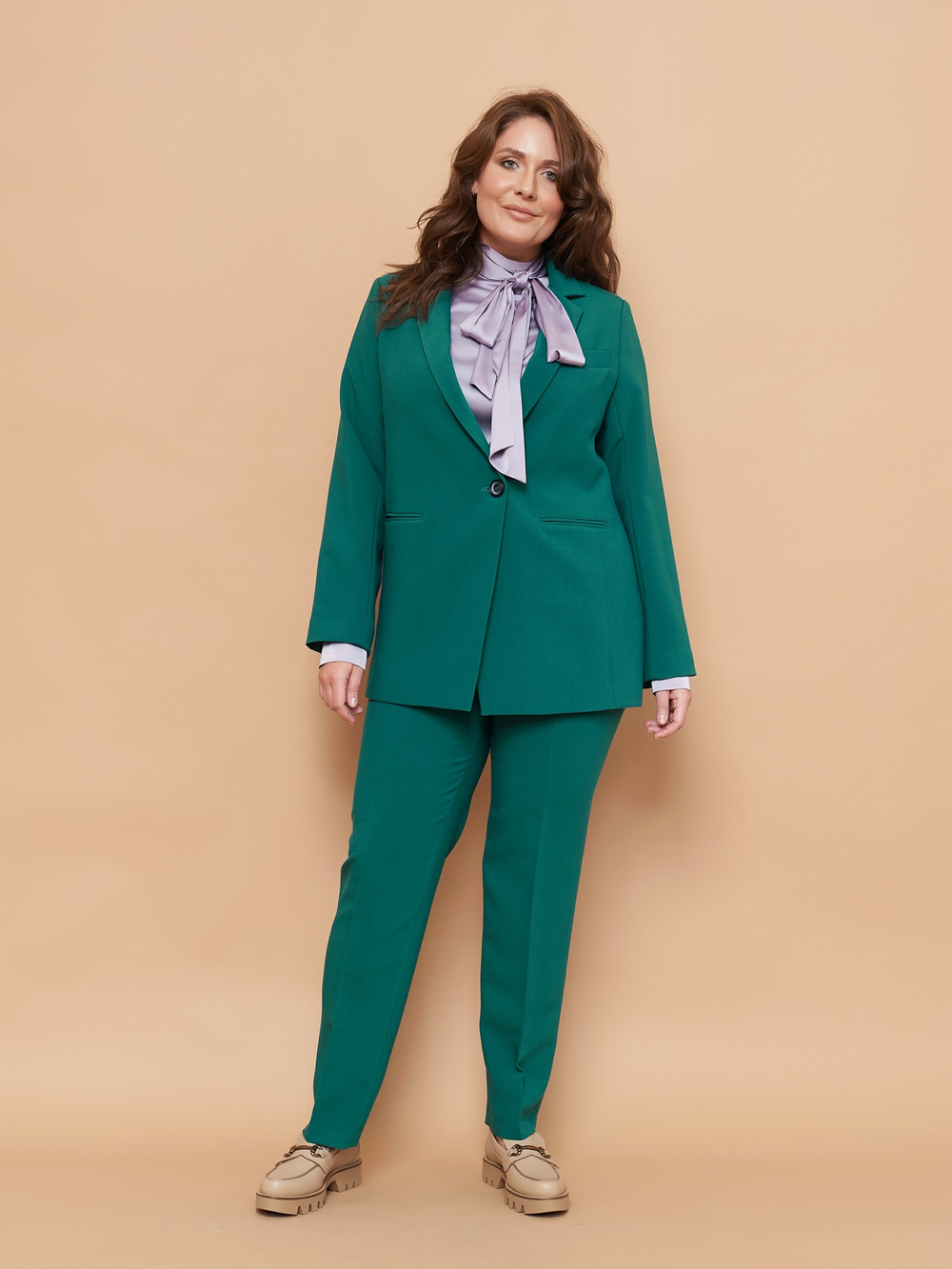 Брюки плюс сайз изумрудные
