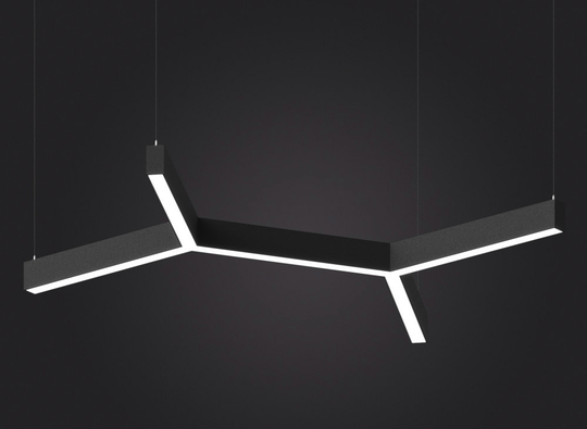 Подвесной LED светильник LP85-TRIOLA-DUO-700 100Вт (сегмент 728 мм) 3000К 9200Лм черный 1543х1311х80мм DARKLUM