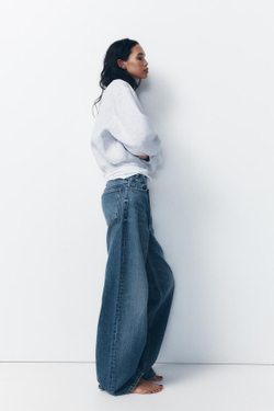 ZARA ДЖИНСЫ НА ЗАПÁХЕ С ШИРОКИМИ ШТАНИНАМИ И ВЫСОКОЙ ПОСАДКОЙ, МОРСКОЙ СИНИЙ