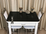 Кухонный стол раскладной с ящиком на ножках квадро Wide black