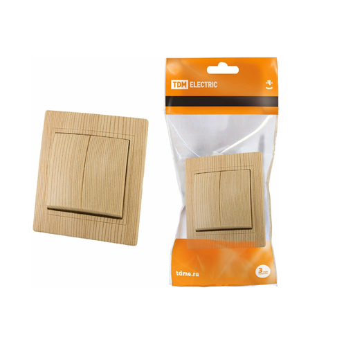 TDM Таймыр Выключатель СУ 2кл. 10А сосна керамика SQ1814-0202