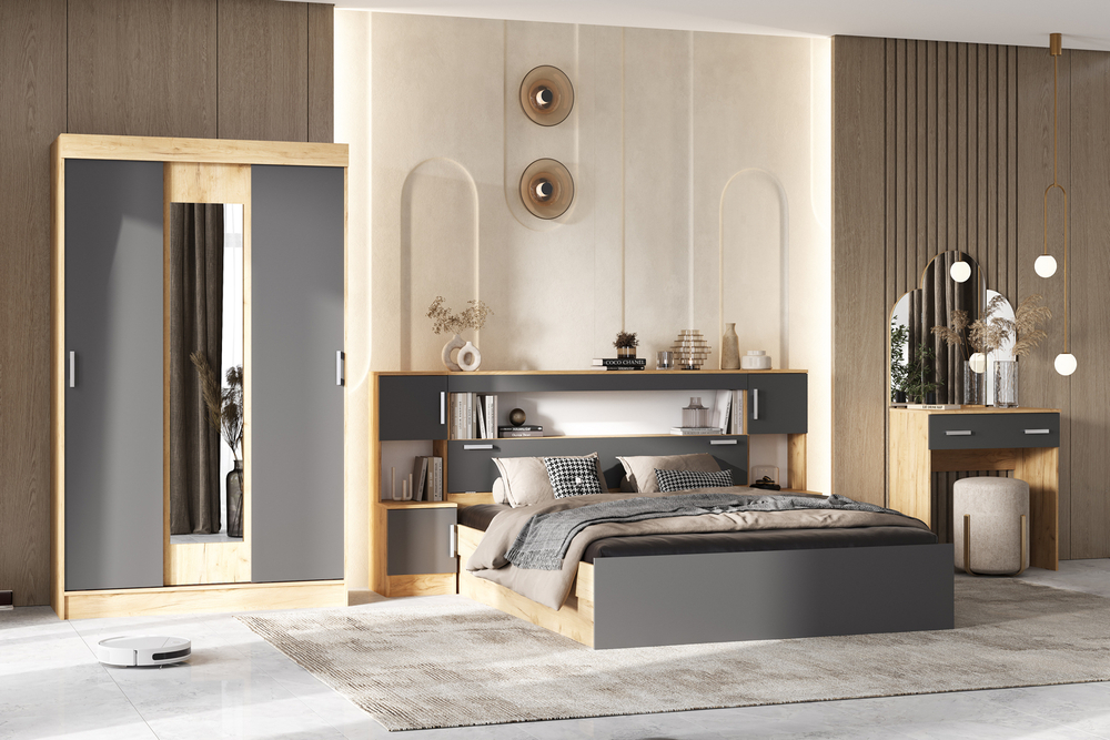 Шкаф Бася, Дуб Крафт, Графит