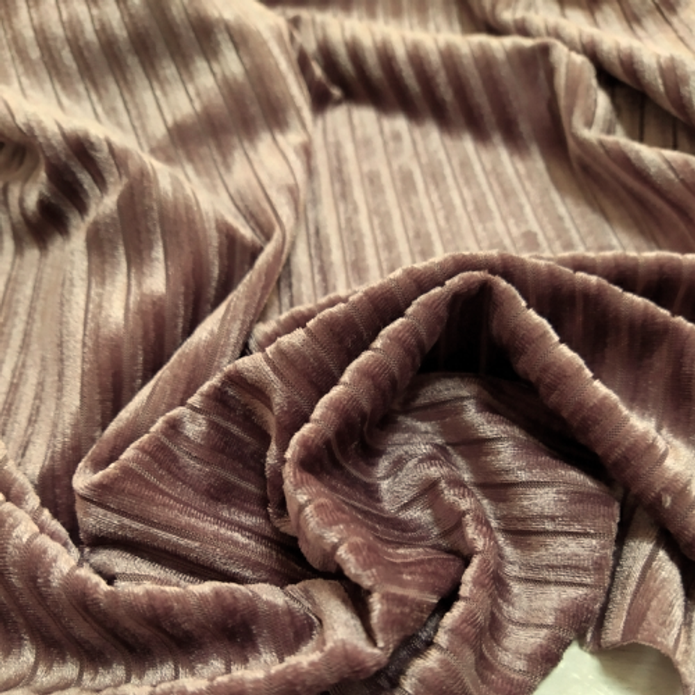 Бархат плиссе, 310 гр/м2, 100 % п/э, 165 см, бежевый