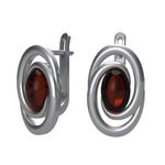 Серьги Orion c вишневым янтарём