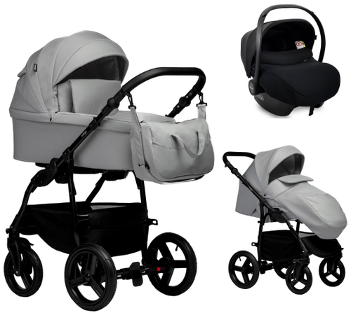 Детская коляска Indigo Impulse Eco 3 в 1 с автокреслом Avionaut Cosmo Ie04 св.серая кожа/св.серый