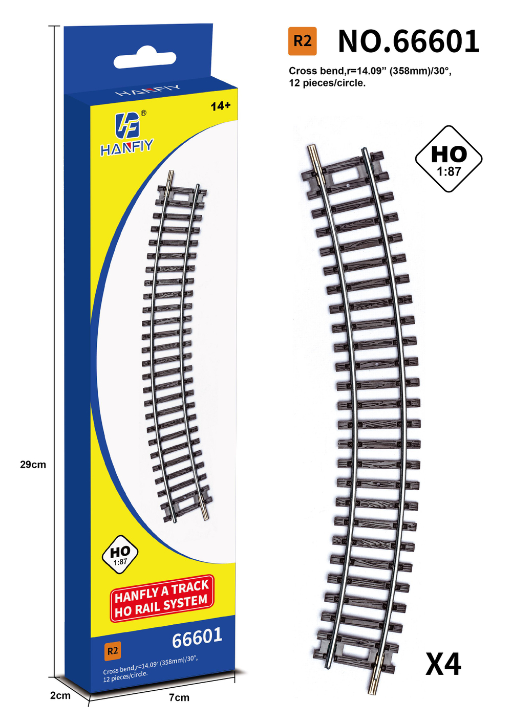Рельсы для железной дороги HanFly Metal Model Train, метал, 4шт - HF66601 , полностью совместим c любой серией HO 1:87