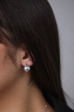 Серьги светло-серые жемчужины на замке скоба