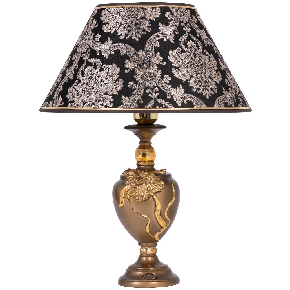 Настольная лампа Флер де Лис Бронза с абажуром №38 Vatican (Ватикан) Черный