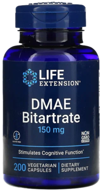 Life Extension DMAE Bitartrate 150 mg 200 veg capsules, ДМАЕ Диметиламиноэтанол
