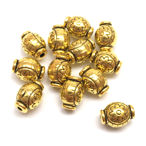 Бусины "Золотой цветок" 9х7 мм (10 шт), под золото