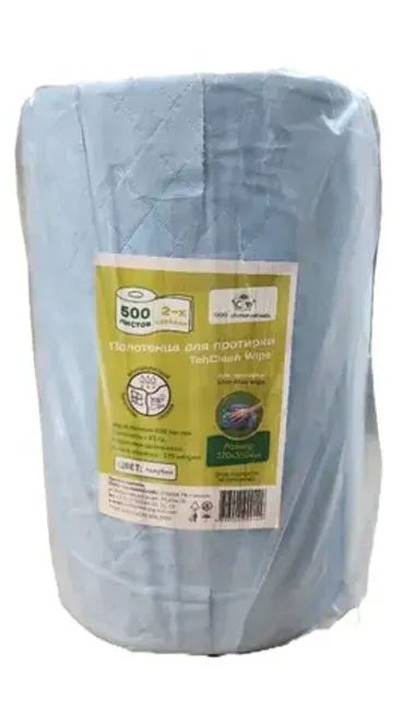 Полотенца для протирки, безворсовые, ВТОРИЧНАЯ целлюлоза, ДВУХСЛОЙНЫЕ, ГОЛУБЫЕ, 320-350мм, 500 листов Прочий