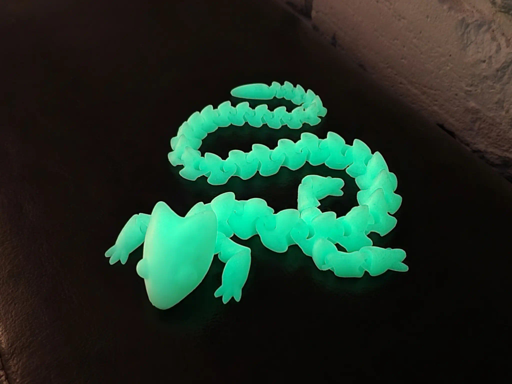 Игрушка-антистресс подвижная гибка Ящерица-четки 39см, светящаяся в темноте зелёным свечением