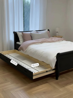 Кровать двуспальная 160х200 Мелания с выдвижными ящиками для белья, массив березы, черный, Dipriz