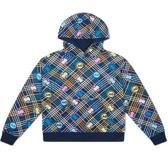 Кофта для девочки теннисная  Australian Open Geometric Hoodie - небесный