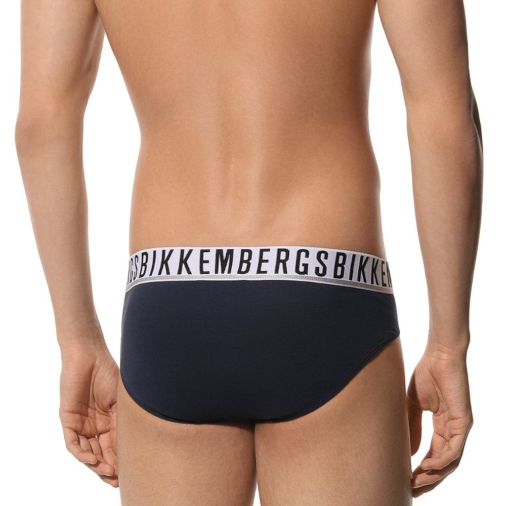Мужские трусы брифы синие набор 2 в 1 Bikkembergs ESSENTIAL BKK1USP01BI/2