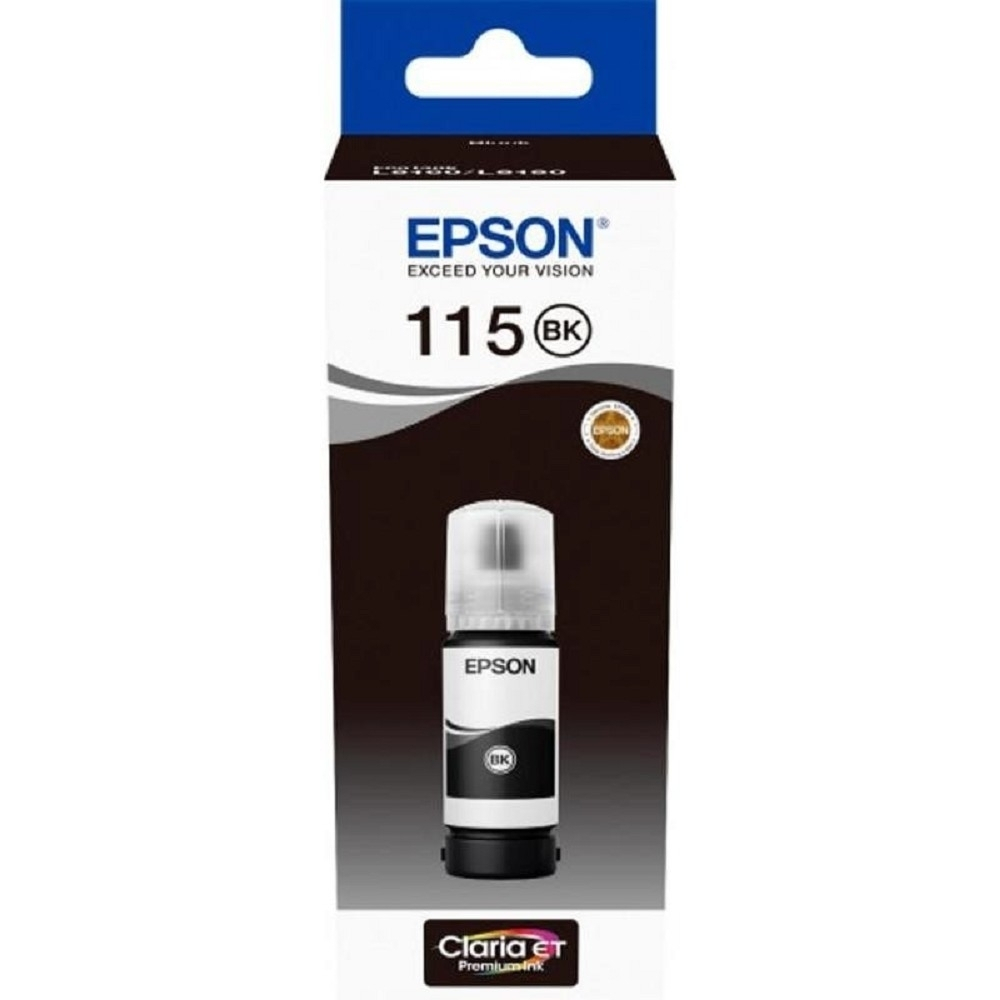 Чернила EPSON C13T07C14A Контейнер 115 с черными пигментными чернилами для L8160/L8180