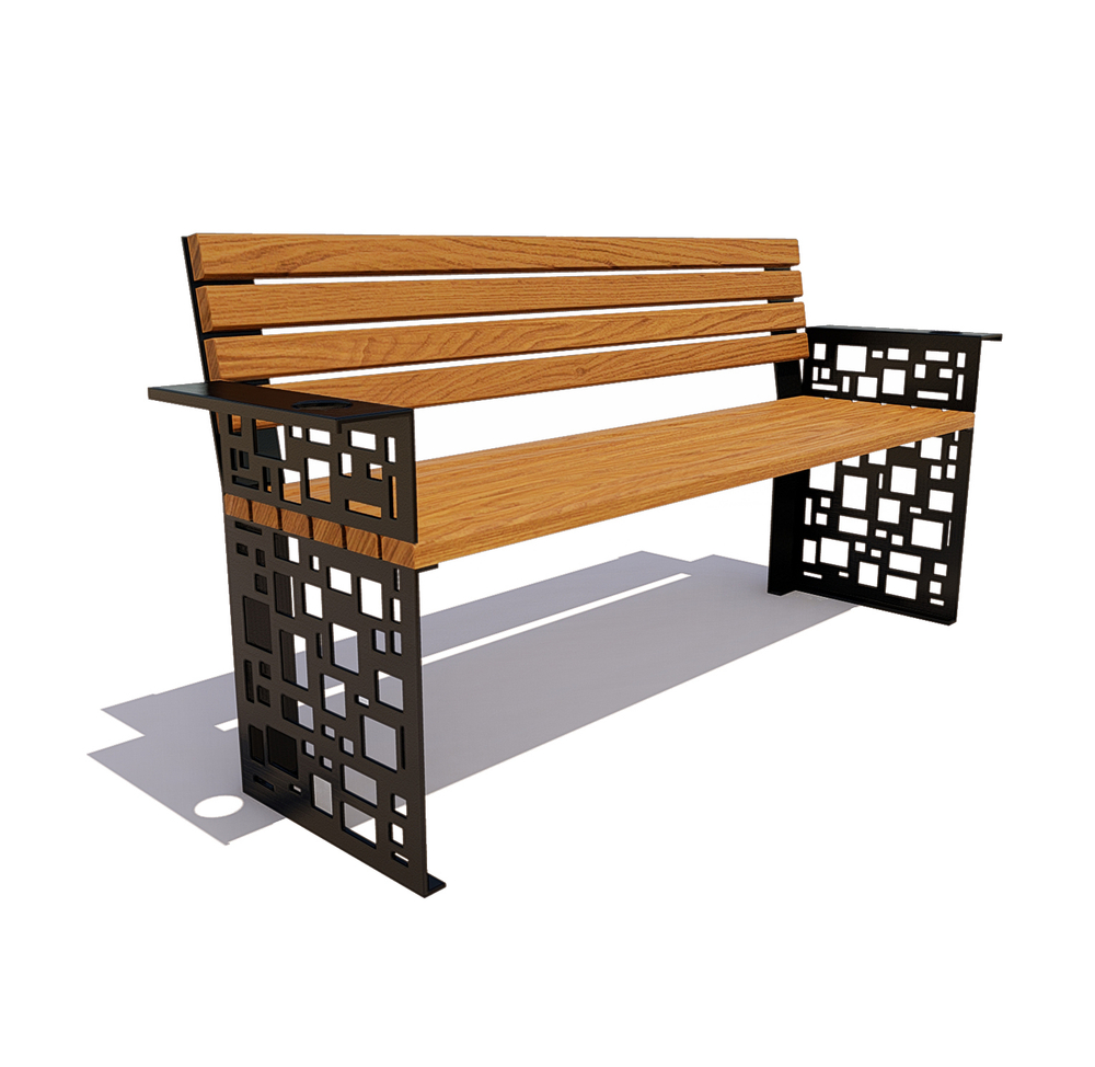 Скамейка стальная "Барселона" сосна 1,8м, дуб