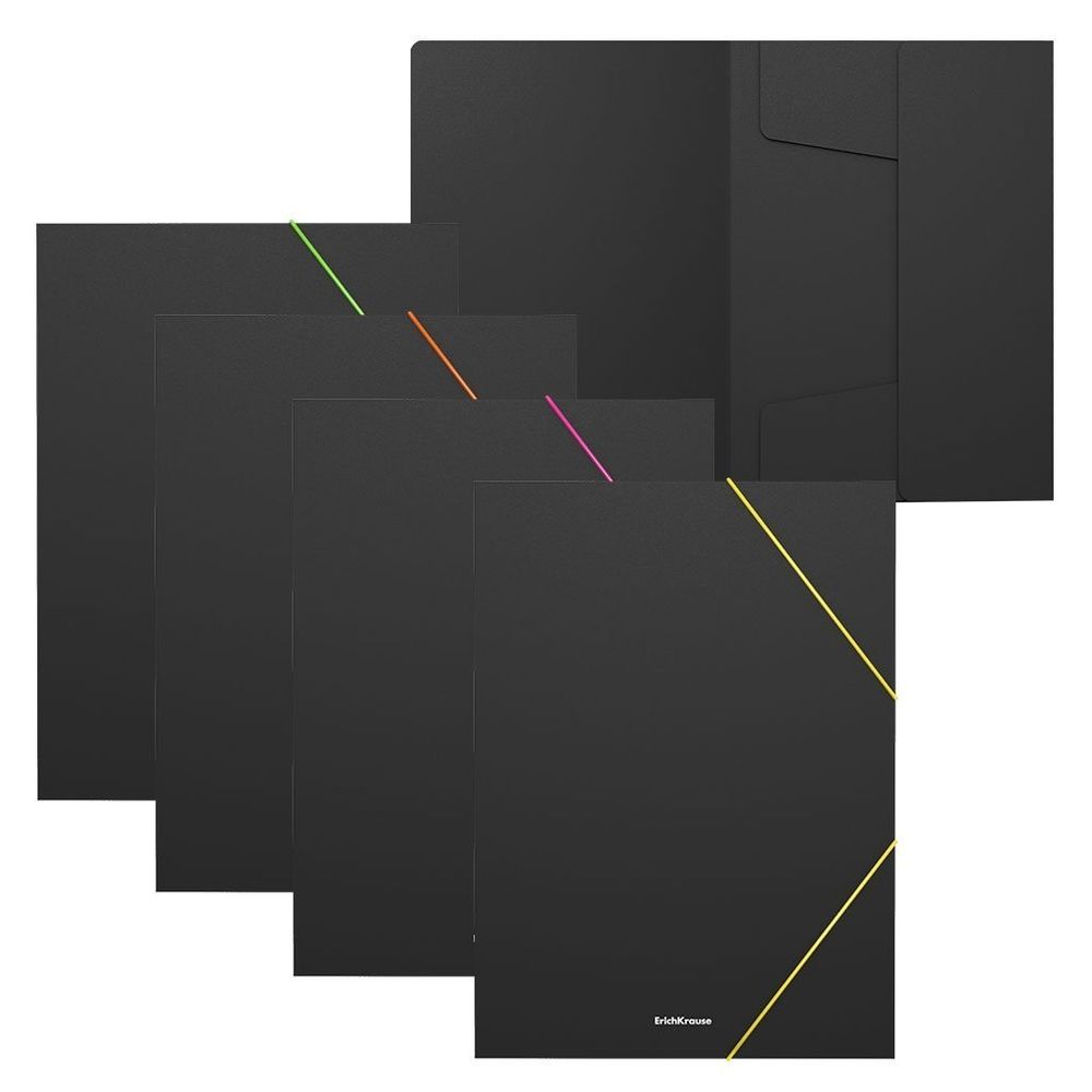 Папка на резинке Erich Krause, A4, 246х320 мм, 500 мкм, пластик, ассорти, "Matt Accent"