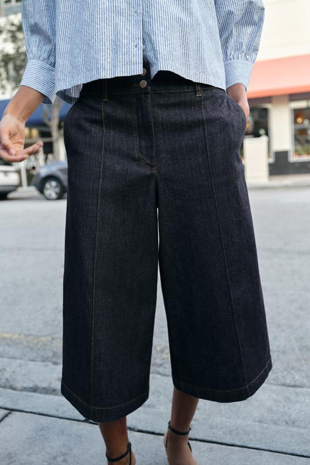 ZARA ДЛИННЫЕ ДЖИНСОВЫЕ ШОРТЫ Z1975, СИНИЙ