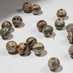 Бусина Дзи "Полосы" из агата, 10мм, бежево-зеленый